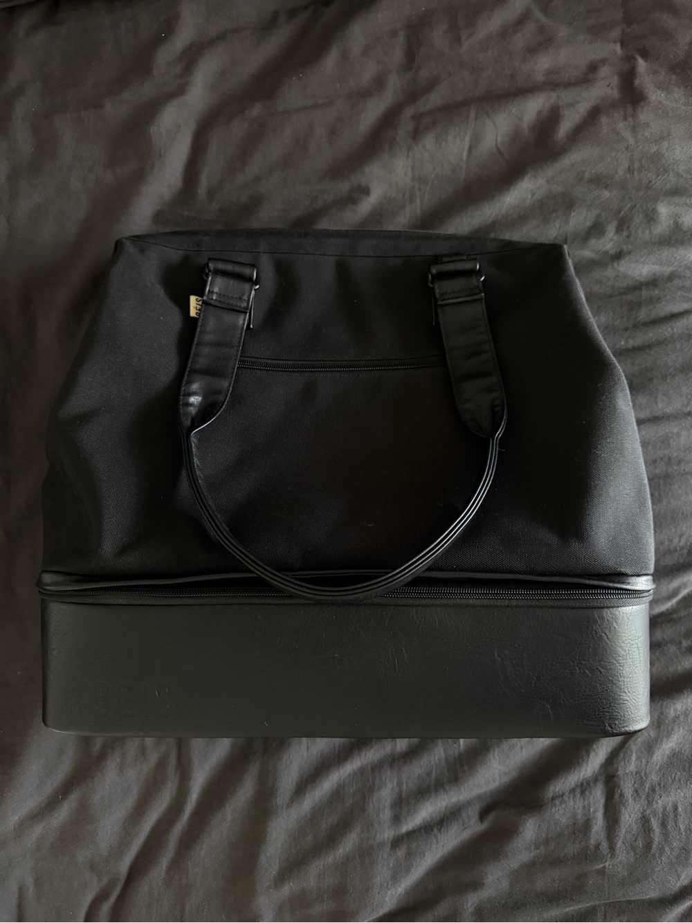 Black Men's Two-Compartment Travel Tote Bag